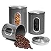 Moss & Stone 3 Piece Gray Canisters Sets For The Kitchen, Kitchen Jars With See Through Window, Airtight Coffee Container, Tea Organizer & Sugar Canister, Kitchen Canisters Set of 3, Grey