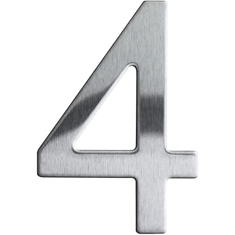 Self Adhesive Stainless Steel Numbers for Mailbox, 3 Inch Address Mailbox Number Sign (4)