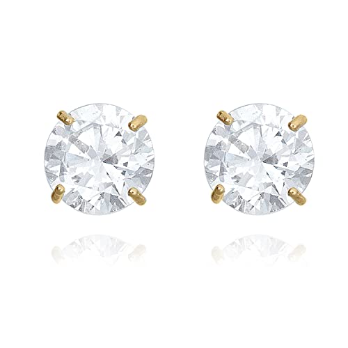 AVORA 10K Yellow Gold 4mm Round Simulated Diamond CZ Stud
