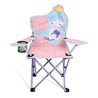Meng Jiaran Kids Camping Chair, Mermaid Kids Folding Chair with Cup Holder & Carry Bag, Childrens Durable Lightweight Foldable Garden Beach Seat for Camping Beach Outdoor