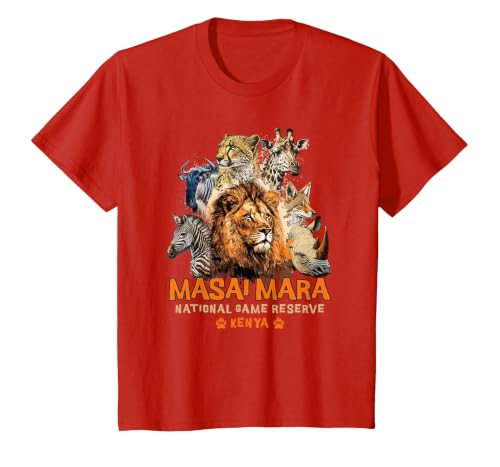 Masai Mara National Game Reserve Africa Safari Kenya T-Shirt, Youth, Red, Small