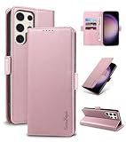 Yunubeyii Cover Libro per Samsung Galaxy S23 Ultra,Rosa