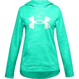 Under Armour Girls' Armour Fleece Big Logo Printed Hoodie , Comet Green (361)/Seaglass Blue , Youth