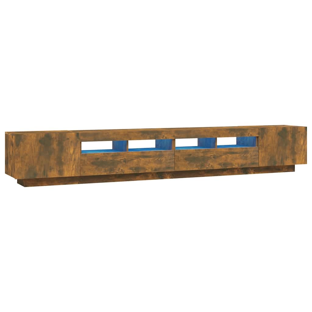 vidaXL Set Mobili TV 3pz con Luci LED Rovere Fumo in Legno Multistrato