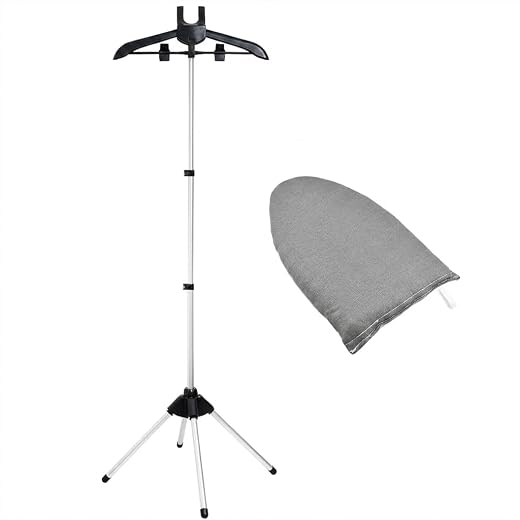 Garment Steamer Hanger Stand & Ironing Gloves Set – 33-63In Adjustable Steamer Stand for Clothes Hanger, Portable Handheld Steamer Rack, Steam Ironing Accessories