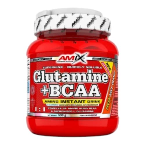 AMIX - Bcaa Glutamina - 530 Gramos - Complemento Alimenticio de Glutamina en Polvo - Reduce el Catabolismo Muscular - Ideal para Deportistas - Sabor Naranja - Aminoácidos Ramificados