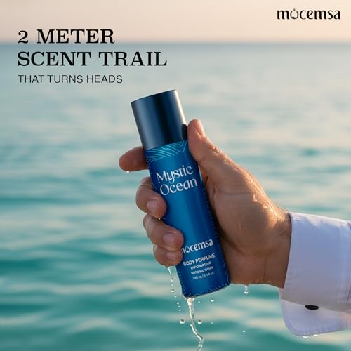 Image of Mocemsa Mystic Ocean Pour Homme Body Perfume for Men | Fresh Marine & Aquatic Fragrance | Long-Lasting No Gas Deodorant | Everyday Office & Summer Scent | Premium Men's Body Spray | 150ml
