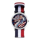 Ntyfur Patriotic Dragon Watches for Men with Woven Strap, Lightweight Casual Fashion Watch with Scale Dial, Adjustable Band 1.6in