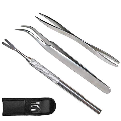 Hmpet Zeckenzange Zeckenpinzette Im 3Er Set, Rostfreiem Edelstahl Zeckenhaken Zeckenentferner Für Hund Katze & Pferd, Ergänzung Zu Zeckenzange Zeckenhalsband Zeckenmittel Zeckenpinzette