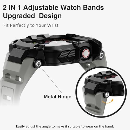 ULTIMAL Case with Strap Compatible with Apple Watch Series 9/8/7 45mm, Rugged Military Grade Protective Bumper Cover Compatible with iWatch Band Men (45mm, Grey) by ULTIMAL - Image 6