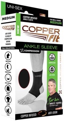 Copper Fit Original Recovery Ankle Sleeve, Black with Copper Trim, Large - 2 Pack