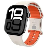 Apple Watch バンド 42/41/40mm【Apple Watch SE3/11/10/9/8/7/SE2/SE/6/5/4 対応】 シリコン素材 ストラップ 通気性 肌にやさしい ナノポップ AMP09326 (オレンジ・ベージュ)