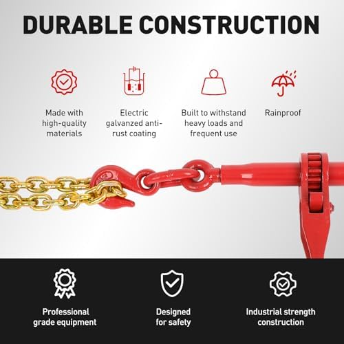 Ratchet Chain Binder 2PCS, 3/8" to 5/16" Heavy Duty Load Binders with G80 Chains 5/16"x10FT 4900lbs Secure Load Limit, Tie Down Hauling Chain Binders for Flatbed Truck Trailer