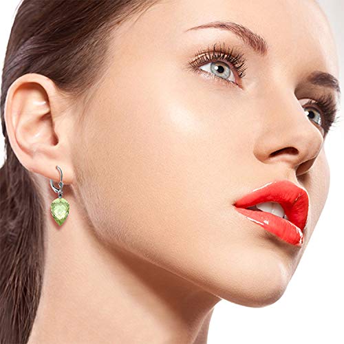 Galaxy Gold GG 14k Solid Gold Leverback Dangle Earrings Pointy Briolette Natural Green Amethyst Drops2