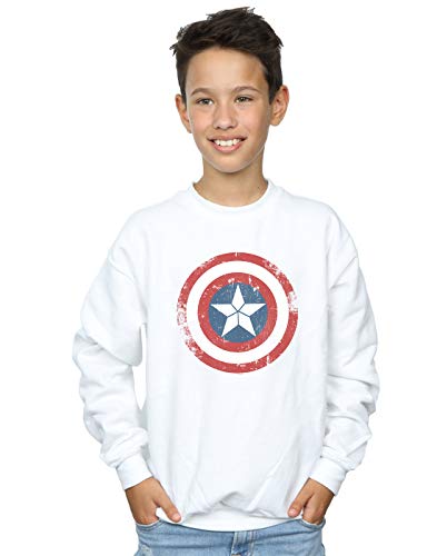 Marvel Boys Captain America Civil War Distressed Shield Sweatshirt White 5-6 Years