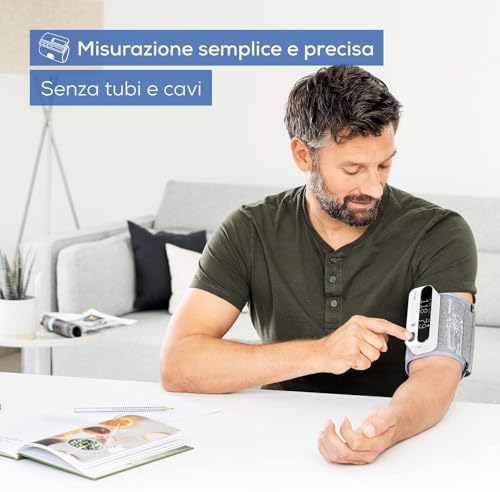 Beurer BM 59 Misuratore di pressione da braccio, manicotto senza tubi e cavi, indicatore di rischio LED, rilevamento aritmie, circonferenza braccio 22-42 cm, dispositivo medico, con connessione app - Immagine 1