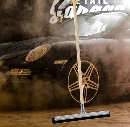 BawiTec Profi Wasserschieber mit Stiel (Breite 55cm / Stiel 140cm) Wasserabzieher Stabil Metall Ausführung Stabiler Holzstiel Gummischieber Bodenabzieher Abzieher für Haus,Werkstatt,Garage,Gewerbe