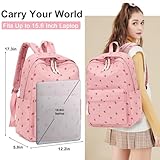 LOIDOU Schulrucksack Mädchen & Jungen Teenageralter Leichter Rucksack Damen für Schule Wasserabweisend Daypack Bookbag Colleg Work (Strawberry rosa Cord)