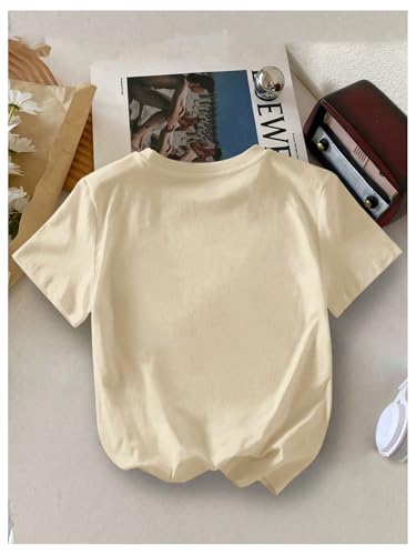 Image of RoseSeek Short Sleeve Graphic Round Neck Cute Tops Tee Shirts | Casual Print T-Shirts, Hanging Out, Summer Beach Vacation