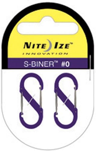 Nite Ize SBP0-2PK-23 S-Biner Plastic Size-0 Double Gated Carabiner, Purple, 2-Pack