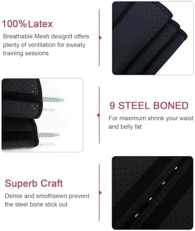 YIANNA Waist Trainer Women 4 Hooks Latex Tummy Control Corset Body Shaper Cincher Girdle For Slimming Sport