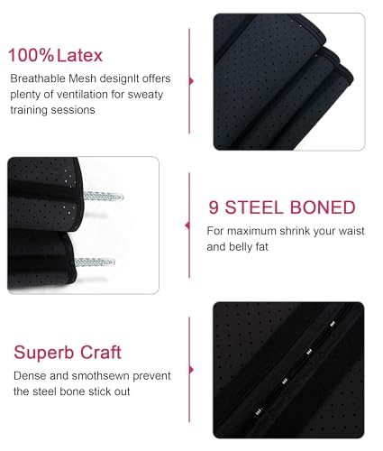 YIANNA Waist Trainer Women 4 Hooks Latex Tummy Control Corset Body Shaper Cincher Girdle For Slimming Sport