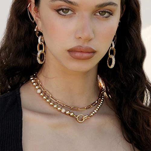 Reoxvo 14K Gold Plated Chunky Chain Necklaces For Women Paperclip Chain Link Necklace For Women Trendy Jewelry #TOP1