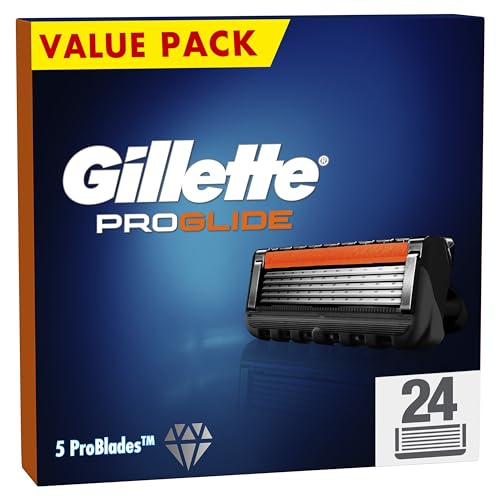 Gillette ProGlide Razor Blades Men, Pack of 24 Razor Blade Refills with Precision Trimmer, 5 Anti-Friction Blades, Packaging May Vary