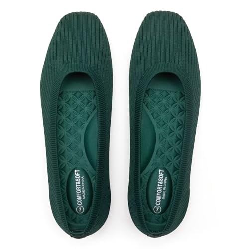 Frank Mully Women's Flats Square Toe Flats Comfortable Slip on Washable Ballet Flats Shoes for Women Dressy Work Green by Frank Mully - Used condition - US$20.94