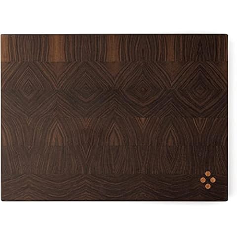 KIVY Walnut Chopping Board Forewood Large [Handmade by Carpenter Masters in Germany] - With CNC Machined Stainless Steel Feet - Solid Walnut Board, Large, 50 x 38 x 5.5 cm Cover
