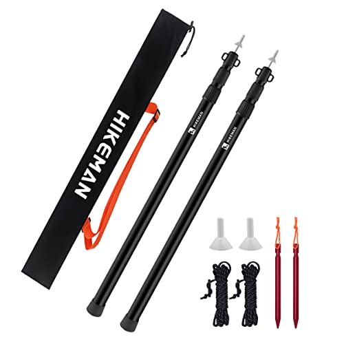 Hikeman Telescoping Tent Pole - Aluminum Camping Tarp Poles,2pcs Canopy Poles Portable Tent Support Rods for Outdoor Camping Backpacking Awning Tent(2PCS,Black)