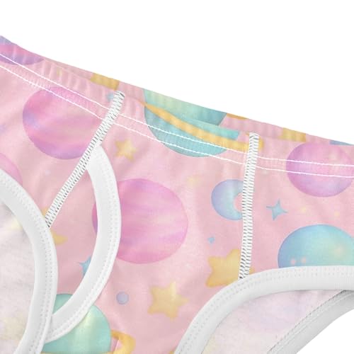 CHIFIGNO Briefs for Boys Pastel Planets Stars Pink Cotton Boys' Underwear Breathable Soft Underwear Briefs4