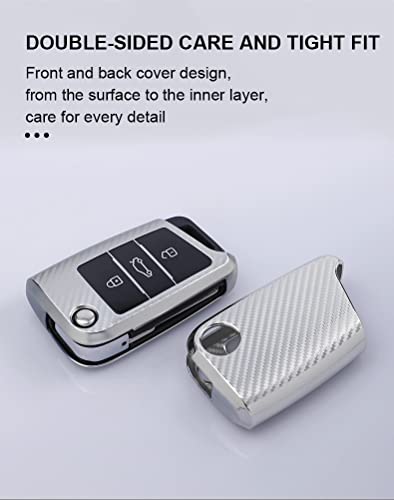 KUNIO Flip Key Fob Cover fit for VW Golf 7 MK7 Polo T-ROC Tiguan fit for Skoda Superb Octavia fit for Seat Cupra Ateca Leon Ibiza Car Key Cover Key Bag TPU Key Cover Case 3 Buttons Blue - Image 4