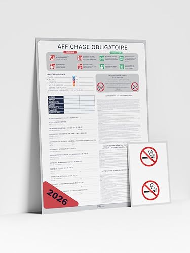 Pack 9 Panneaux Affichage Obligatoire Code Du Travail - Autocollants Calendrier, Horaires, Sécurité, Interdiction Fumer - 3