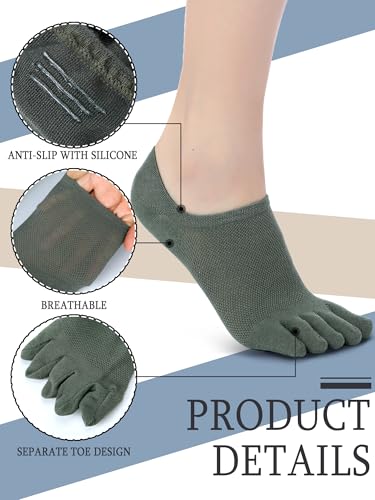 Image of Bencailor Women Toe Socks Cotton No Show Sock | 6 /12 Pairs Low-cut Socks with Toes Separated, Soft Breathable Cotton, Ankle Five-finger Sock for Running Athletic Daily Wear