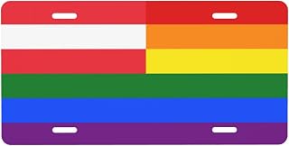 6x12 Inch Austria Rainbow Flag License Plate Aluminium Car Front License Plate Novelty Metal Vanity Tag Car Front Tag Automotive Accessories