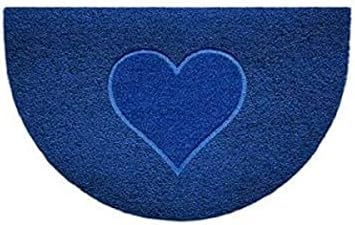 Nicoman Embossed Halfmoon Half Circle Door Mat Dirt-Trapper Jet-Washable Doormat 70x44cm (Grey, HEART Shape) - Use Indoor or Sheltered Outdoor