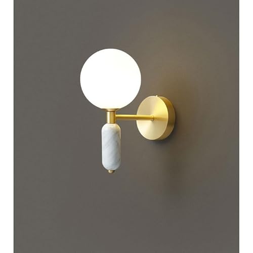 MOBYGKFY Marble Round Wall Lamps Decoration Bedroom Bedside Sconces with G9 Base Trichromatic Light Change