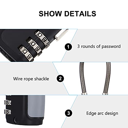 SHERCHPRY 3 Peças Com para Porta Do Corpo de Três Dígitos Armários Pretos Dígitos de Segurança Aprov