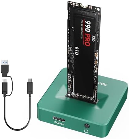 ACASIS NVME to USB Docking Station, Aluminium Alloy Housing Fast Heat Dissipation, M.2 to USB Adapter 10Gbps, NVME SSD Reader Adapter Support M.2 (M Key) NVMe SSD and (B+M Key) (Green)