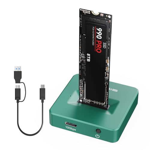 Image of ACASIS NVME to USB Docking Station, Aluminium Alloy Housing Fast Heat Dissipation, M.2 to USB Adapter 10Gbps, NVME SSD Reader Adapter Support M.2 (M Key) NVMe SSD and (B+M Key) (Green)