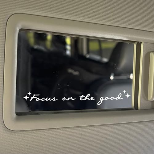 Image of Set 2Pcs Focus on The Good Rearview Mirror Decal Funny Positive Inspiration Car Decals Water Bottle Window Sticker Vinyl Waterproof 4 Inches Decal New Car Accessories Gift for Mom Dad Friend Coworker