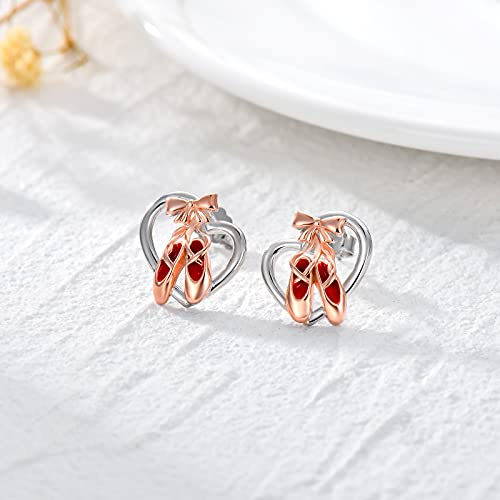Ballet Shoes Earrings Sterling Silver Ballerina Studs Earrings, Ballet Dancer Gifts For Women Girls Sister #TOP3