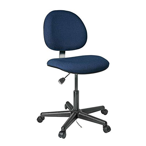 Lexington-E, Upholstered ESD Navy Chair w/Contoured Backrest, 5-Star Black Nylon Base, Hard Floor Casters, Seat Height Adjustment 17