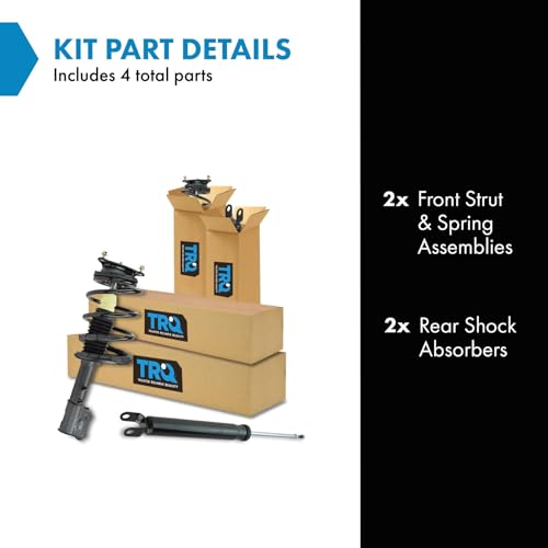 Image of TRQ Front and Rear Complete Strut Assembly & Shock Absorber Kit Complete Strut & Coil Spring Assembly Compatible with 2007-2010 Hyundai Elantra