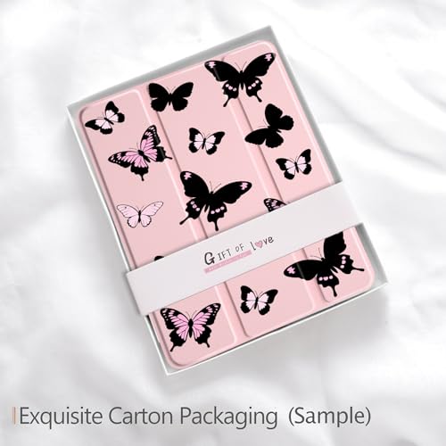 LuGeKe Pink Butterfly Case for iPad 5th/6th Generation Unique Case,Pencil Holder & Clear Acrylic Back & Trifold Stand Cover for Women by LuGeKe - Image 7