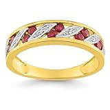 Bijouxenvogue Anillo Oro Rodiado Diamante 0.01ct GH P2 Rubí Talla 56