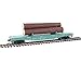Walthers Trainline Log Dump Car with 3 Logs-Ready to Run-Union Pacific 14972 (MOW Scheme; Green, Yellow Conspicuity Marks) 931-1773 HO Scale Model Railroad - Freight Model