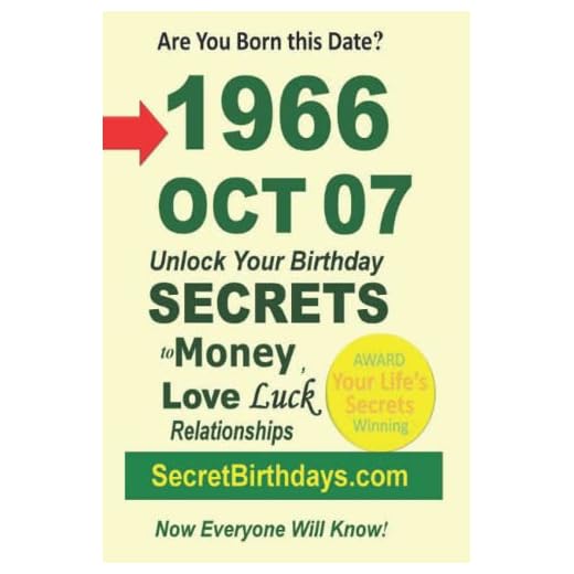 Born 1966 Oct 07? Your Birthday Secrets to Money, Love Relationships Luck: Fortune Telling Self-Help: Numerology, Horoscope, Astrology, Zodiac, Destiny Science, Metaphysics (19661007)
