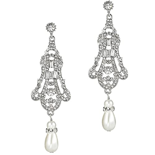 BABEYOND-1920s-Flapper-Art-Deco-Gatsby-Earrings-20s-Flapper-Gatsby-Accessories-Vintage-Wedding-Dangle-Pearl-Earrings